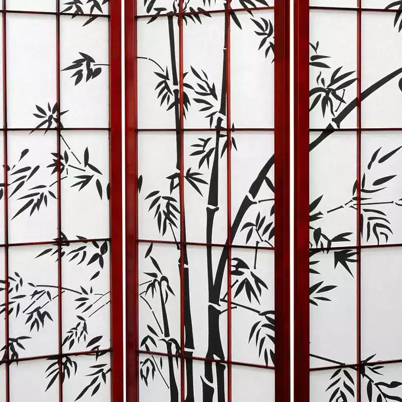 Paravent Shoji en Bambou Porte-Bonheur 6 Panneaux 1,8 m Bois de Rose : Renforcé de fibres, Aucun assemblage requis
