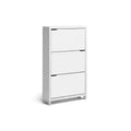 Simms 3 Drawer Modern Shoe Cabinet White - Baxton Studio: Entryway Organizer, Holds 18 Pairs