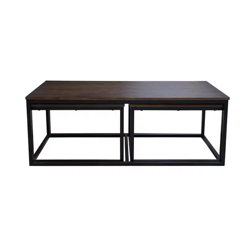 Table basse en bois d'acacia Arcadia de 54 po de largeur avec tables gigognes moka vieilli - Meubles Alaterre