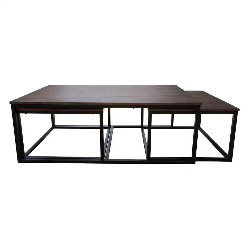 Table basse en bois d'acacia Arcadia de 54 po de largeur avec tables gigognes moka vieilli - Meubles Alaterre