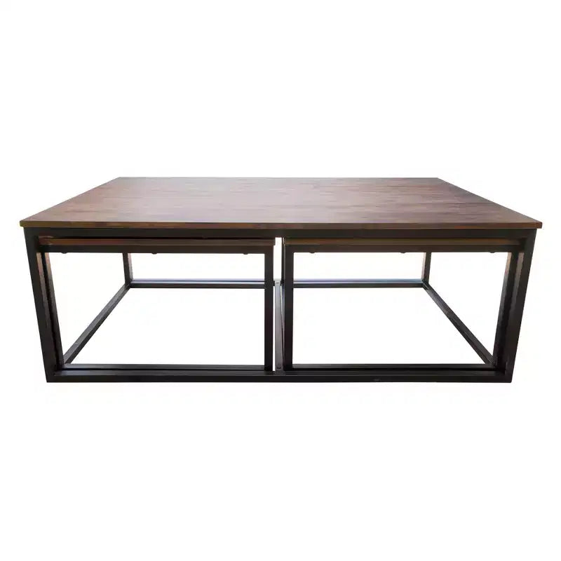 Table basse en bois d'acacia Arcadia de 54 po de largeur avec tables gigognes moka vieilli - Meubles Alaterre