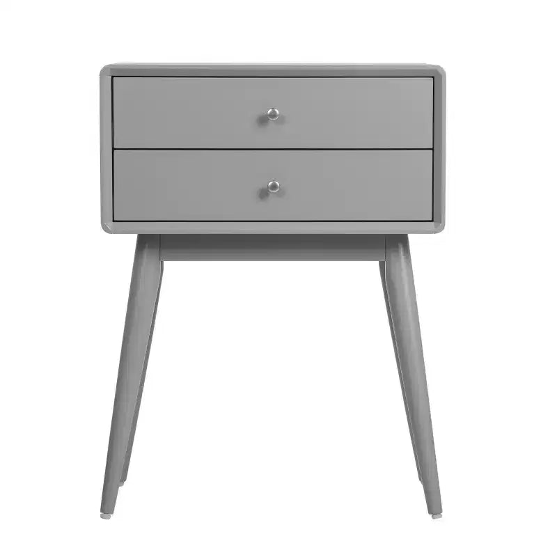 Rory Two Drawer Side Table Gray - Adore Decor: Mid-Century Modern, MDF Wood, Tapered Legs