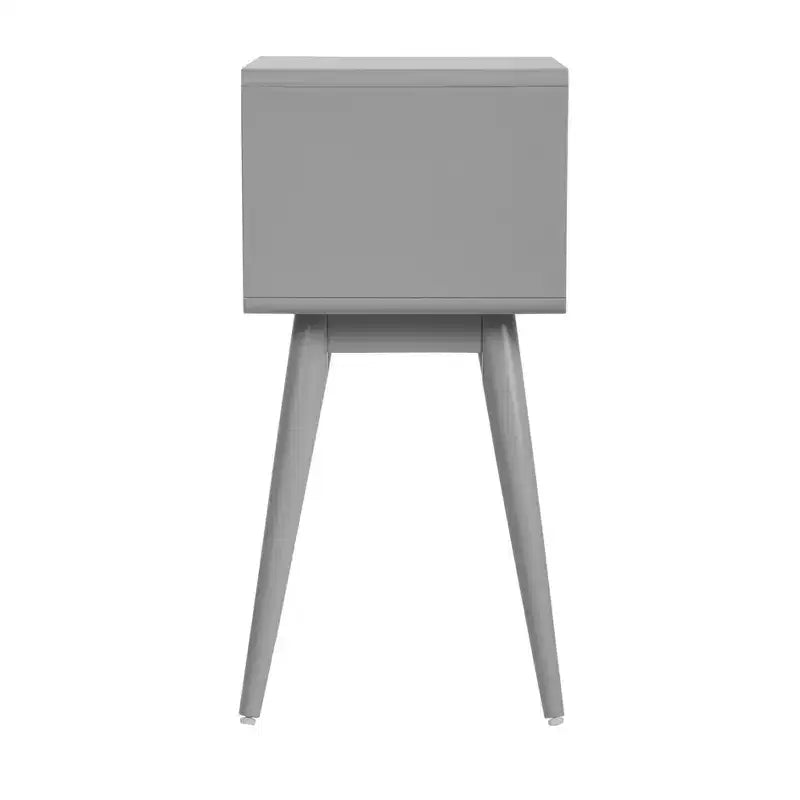 Table d'appoint Rory à deux tiroirs grise - Adore Decor : Moderne Mid-Century, bois MDF, pieds effilés