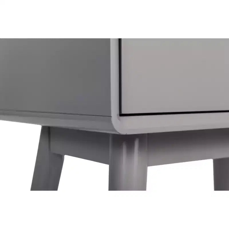 Table d'appoint Rory à deux tiroirs grise - Adore Decor : Moderne Mid-Century, bois MDF, pieds effilés