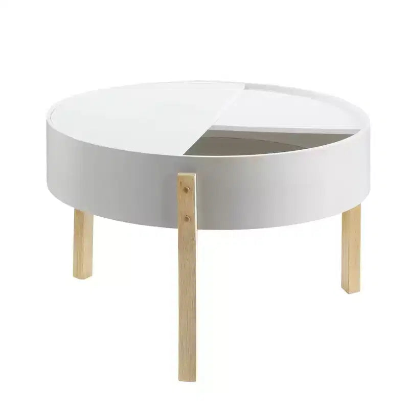 Table basse Bodfish Blanc/Naturel - Acme Furniture : Mid-Century Modern, Rangement caché