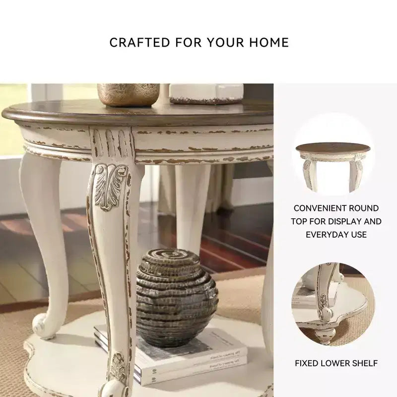 Table d'appoint Realyn - Signature Design by Ashley : style cottage, deux tons antiques, finition bois