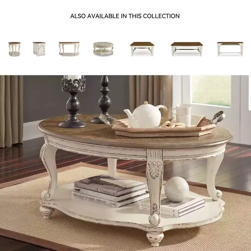 Table d'appoint Realyn - Signature Design by Ashley : style cottage, deux tons antiques, finition bois