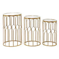 Set of 3 Glam Mirrored Accent Tables Gold - Olivia & May: No Assembly, Indoor Use, Luxury Style