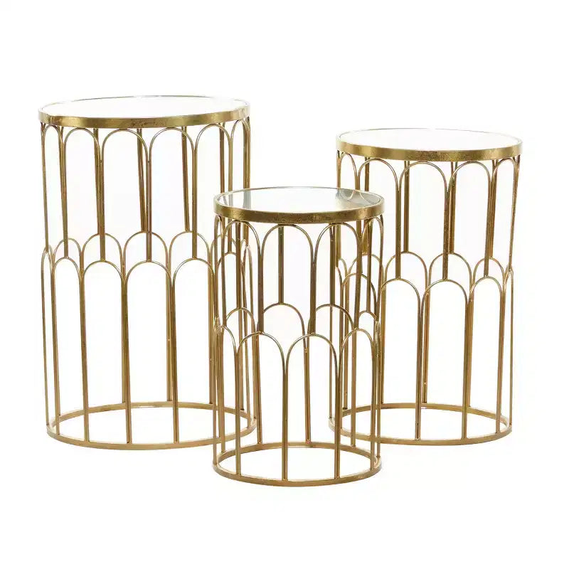 Lot de 3 tables d'appoint miroirs glamour Doré - Olivia & May : aucun assemblage requis, utilisation en intérieur, style luxueux