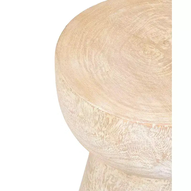 Table d'appoint Olivia Naturel - East at Main : Bois massif, finition blanchie, style rustique bohème, aucun assemblage requis