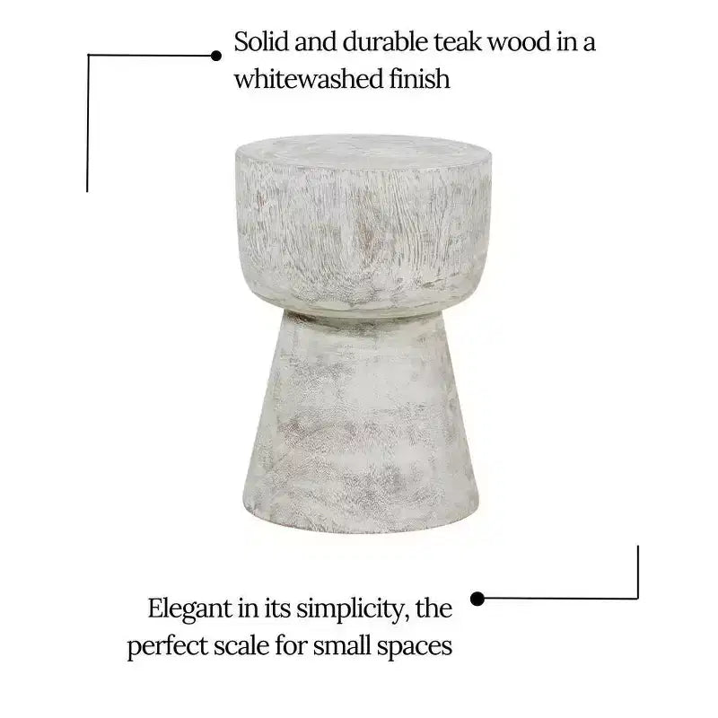 Table d'appoint Olivia Naturel - East at Main : Bois massif, finition blanchie, style rustique bohème, aucun assemblage requis