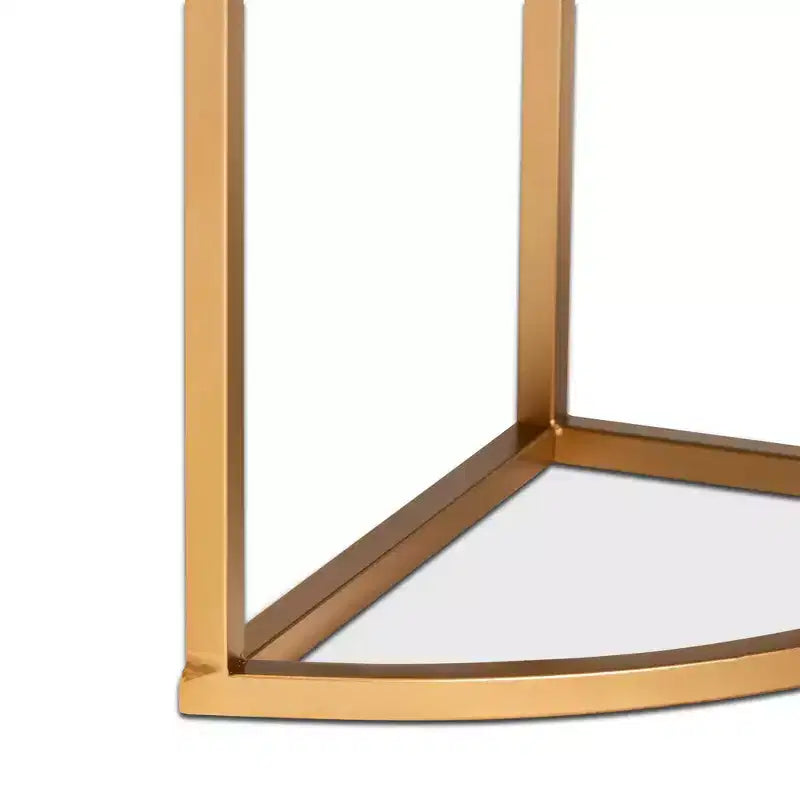 Baxton Studio Table Console Beale Velours Rembourrée 1 Tiroir Brossée Vert/Or : Dessus Faux Marbre, Cadre MDF