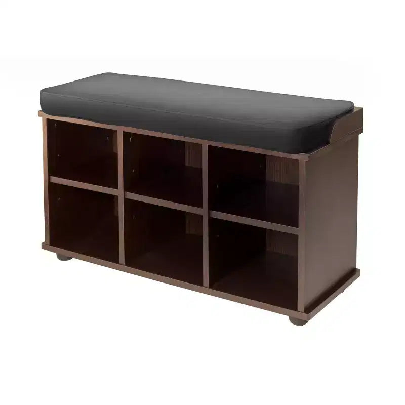 Banc d'entrée Townsend avec coussin et rangement Espresso - Winsome : Siège d'entrée, Organisateur de vestiaire