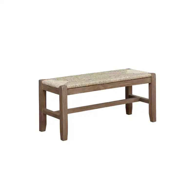 Banc de rangement 40 po Davenport avec crochets à manteaux et assise en jonc, Ambre clair - Alaterre Furniture : Organisateur d'entrée rustique industriel, cadre en bois