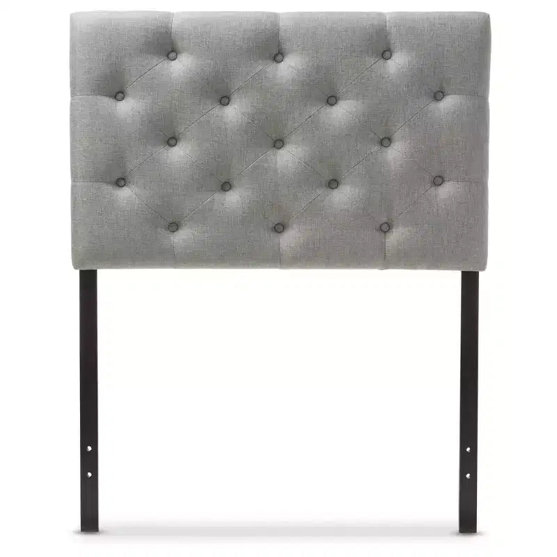 Twin Viviana Modern And Contemporary Fabric Upholstered Button Tufted Headboard Gray - Baxton Studio: Rubberwood Frame, Adjustable Height