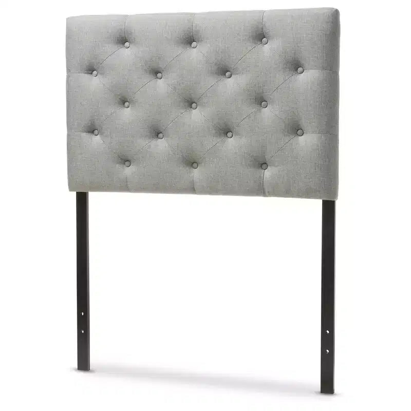 Tête de lit capitonnée en tissu moderne et contemporain Twin Viviana gris - Baxton Studio : cadre en hévéa, hauteur réglable