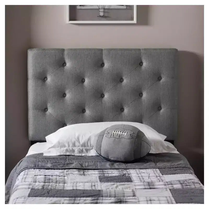Tête de lit capitonnée en tissu moderne et contemporain Twin Viviana gris - Baxton Studio : cadre en hévéa, hauteur réglable