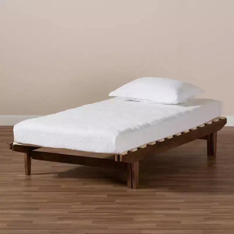 Lit extensible King Hiro Wood en Noyer – Baxton Studio : Convertit de Jumeau XL en King, aucun sommier tapissier requis