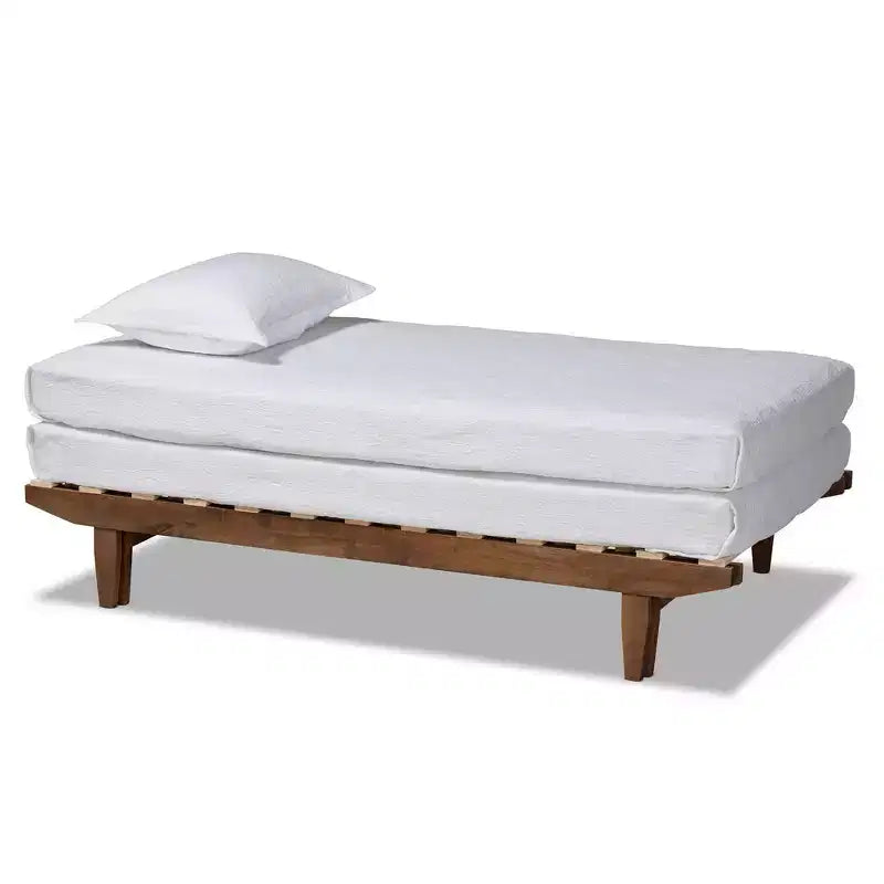 Lit extensible King Hiro Wood en Noyer – Baxton Studio : Convertit de Jumeau XL en King, aucun sommier tapissier requis