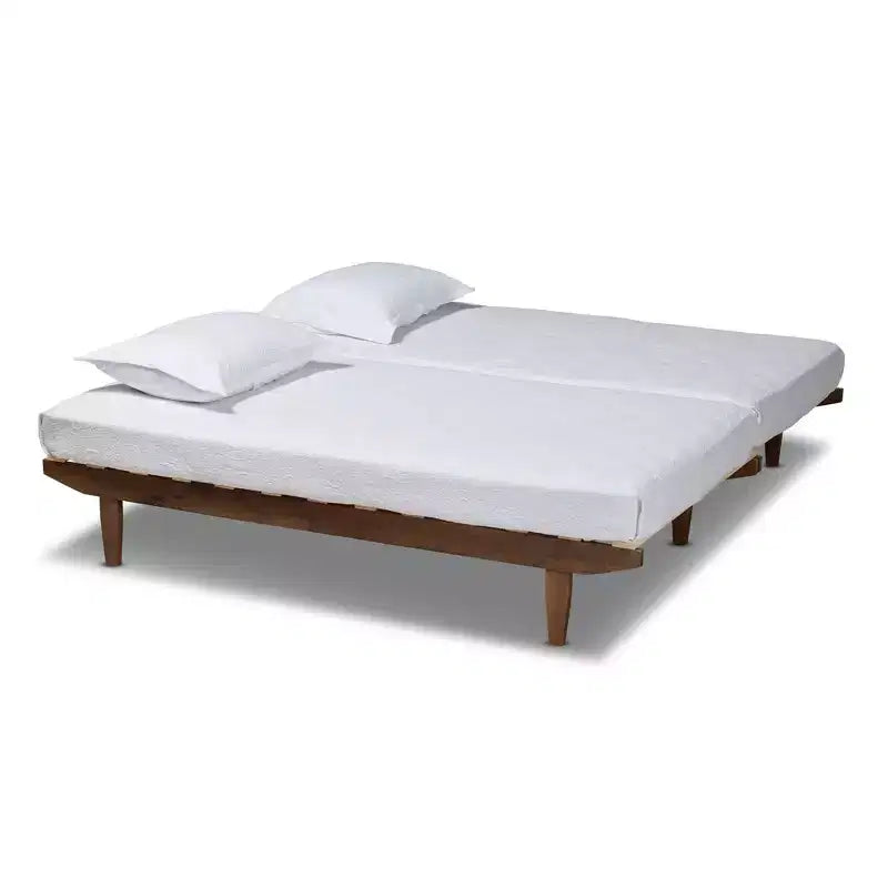 Lit extensible King Hiro Wood en Noyer – Baxton Studio : Convertit de Jumeau XL en King, aucun sommier tapissier requis