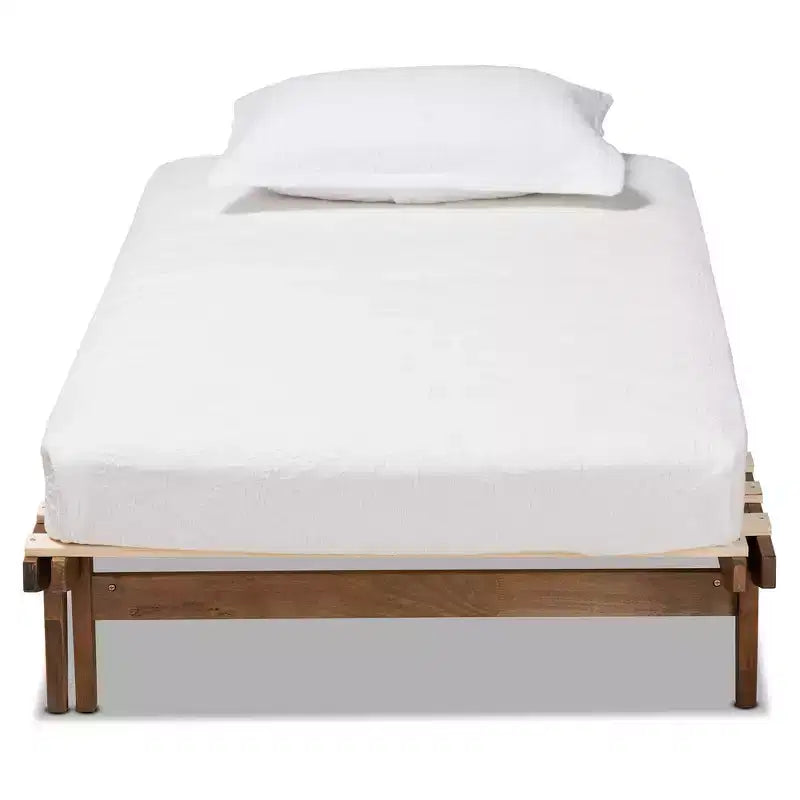 Lit extensible King Hiro Wood en Noyer – Baxton Studio : Convertit de Jumeau XL en King, aucun sommier tapissier requis