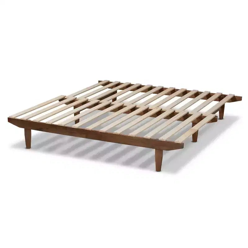 Lit extensible King Hiro Wood en Noyer – Baxton Studio : Convertit de Jumeau XL en King, aucun sommier tapissier requis
