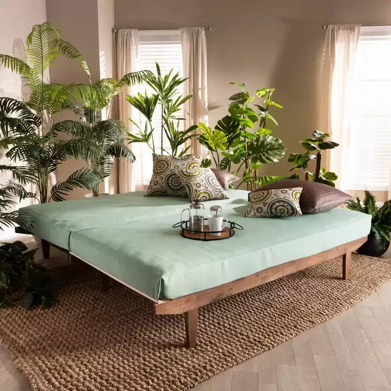 Lit extensible King Hiro Wood en Noyer – Baxton Studio : Convertit de Jumeau XL en King, aucun sommier tapissier requis