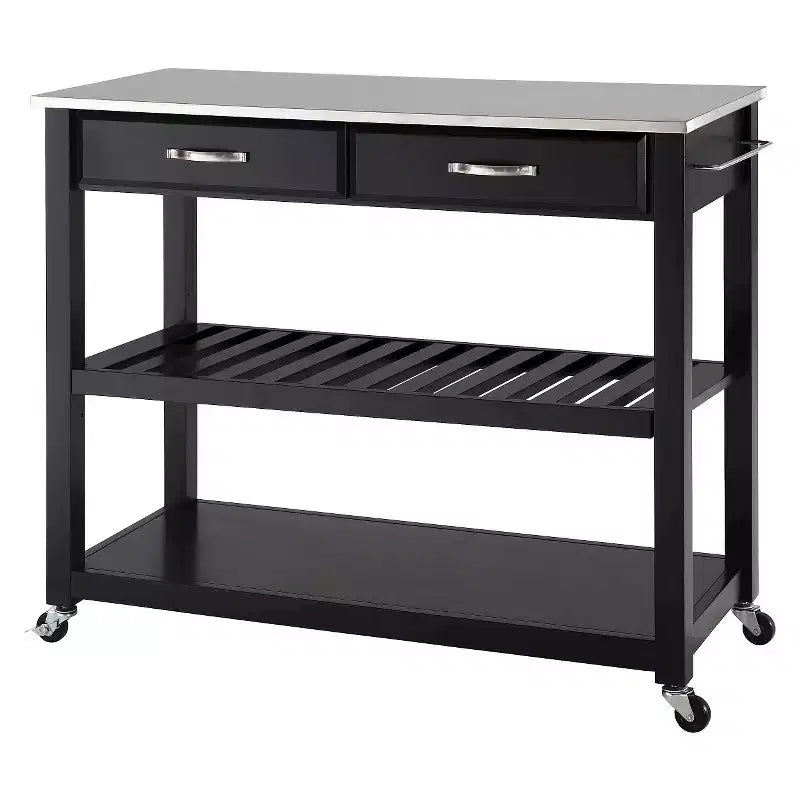 Stainless Steel Top Kitchen Cart/Island with Optional Stool Storage - Crosley