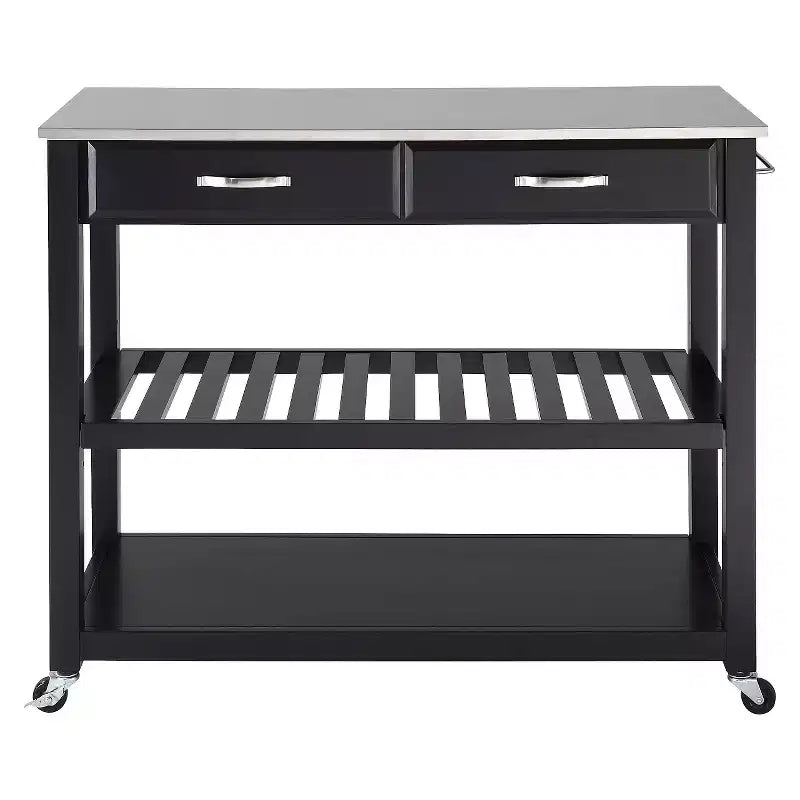 Chariot/îlot de cuisine en acier inoxydable avec rangement pour tabourets en option - Crosley