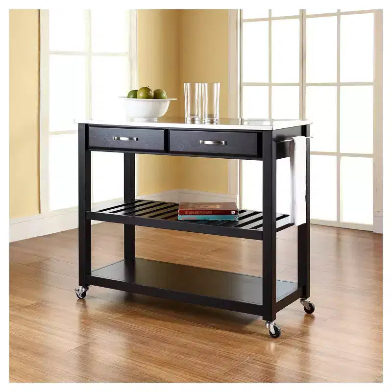 Chariot/îlot de cuisine en acier inoxydable avec rangement pour tabourets en option - Crosley