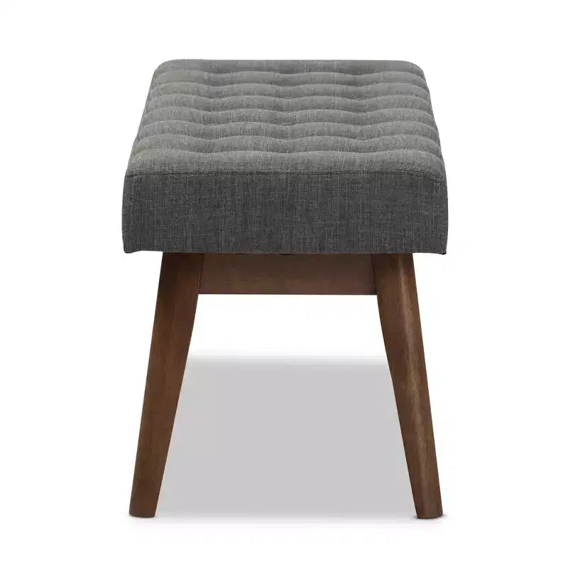 Banc Elia en Noyer et Tissu Capitonnage Boutonné Style Mid-Century Moderne - Baxton Studio