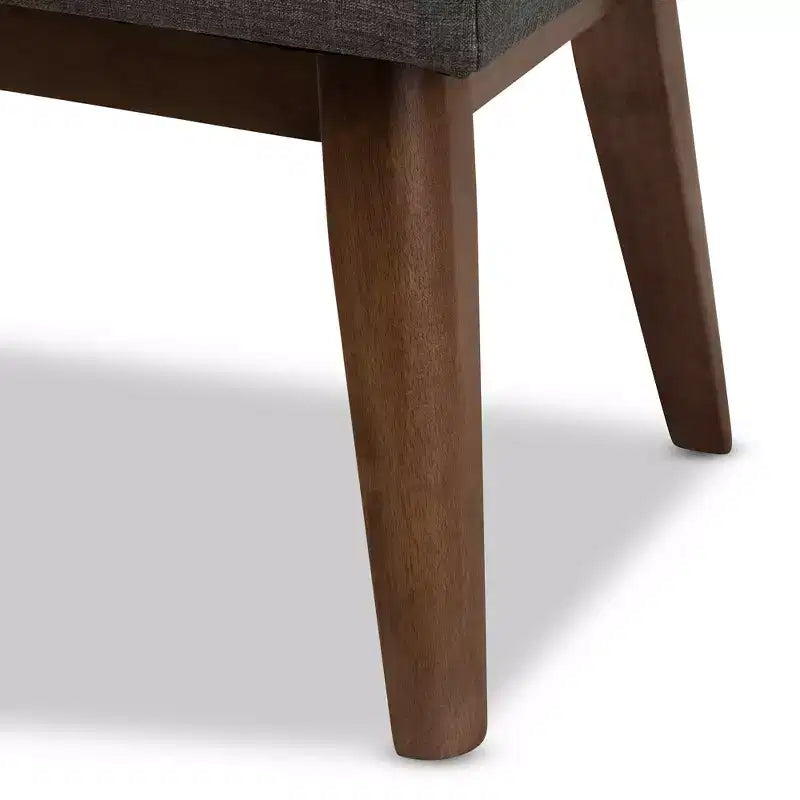 Banc Elia en Noyer et Tissu Capitonnage Boutonné Style Mid-Century Moderne - Baxton Studio