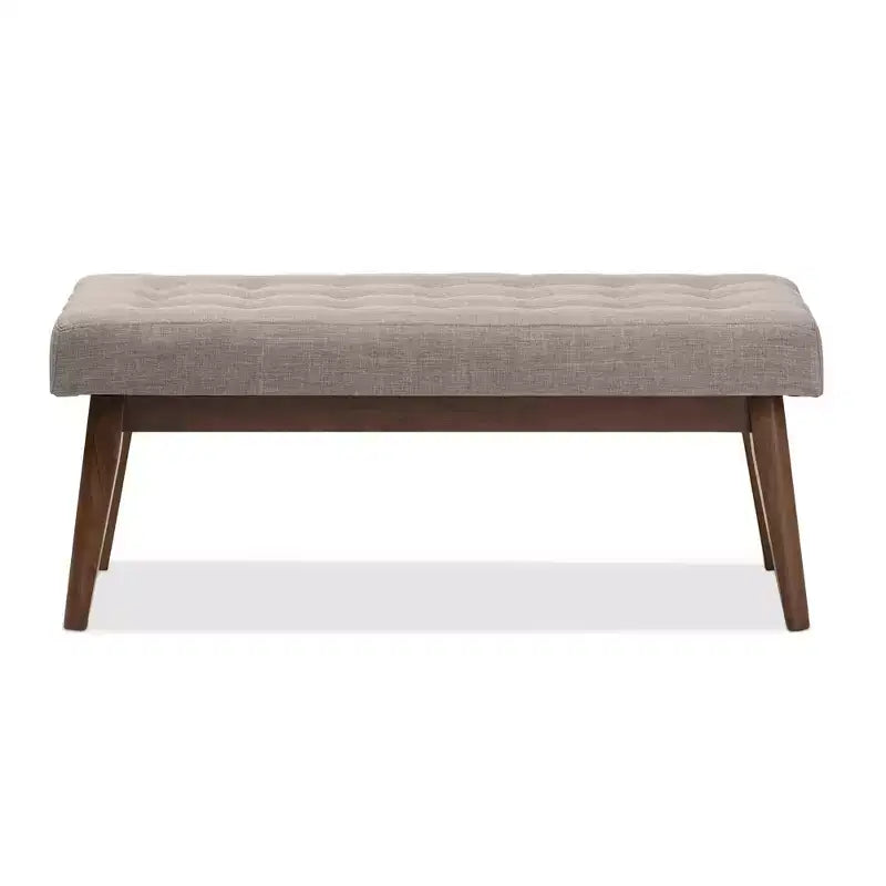 Banc Elia en Noyer et Tissu Capitonnage Boutonné Style Mid-Century Moderne - Baxton Studio