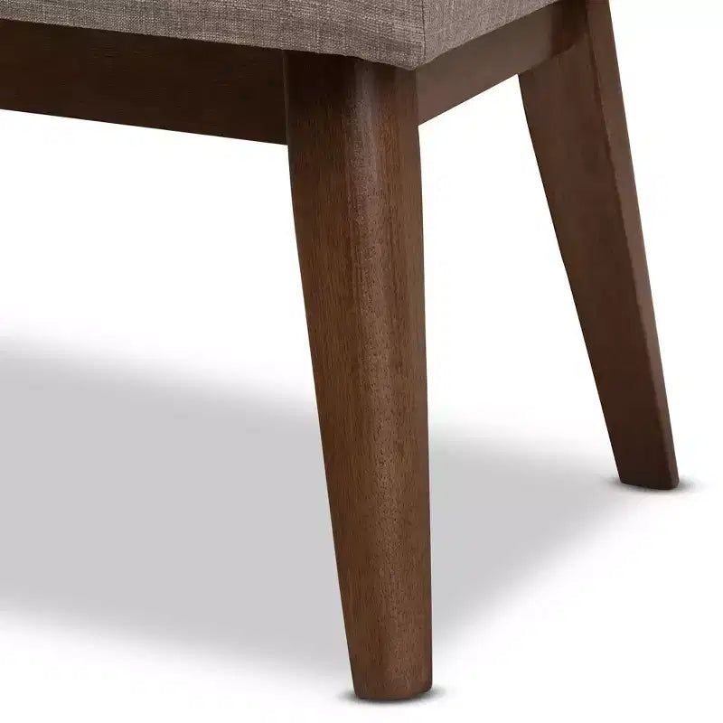 Banc Elia en Noyer et Tissu Capitonnage Boutonné Style Mid-Century Moderne - Baxton Studio
