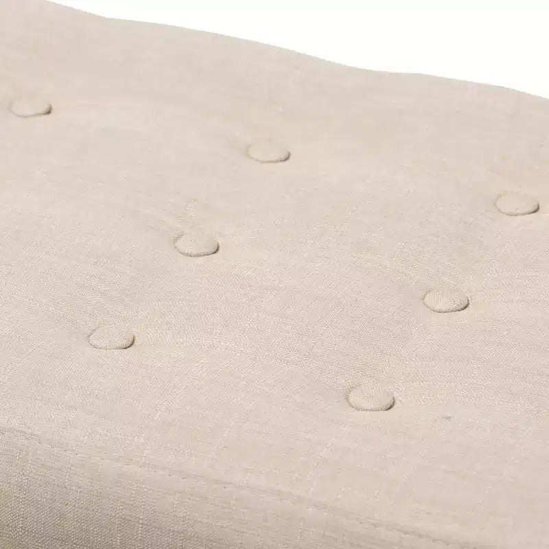 Banc Elia en Noyer et Tissu Capitonnage Boutonné Style Mid-Century Moderne - Baxton Studio