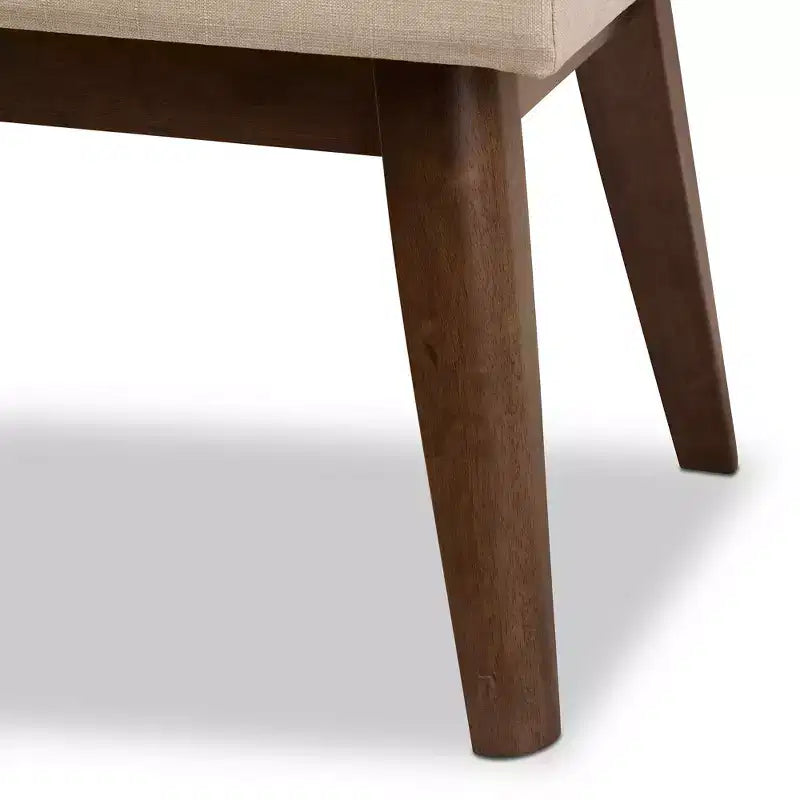 Banc Elia en Noyer et Tissu Capitonnage Boutonné Style Mid-Century Moderne - Baxton Studio