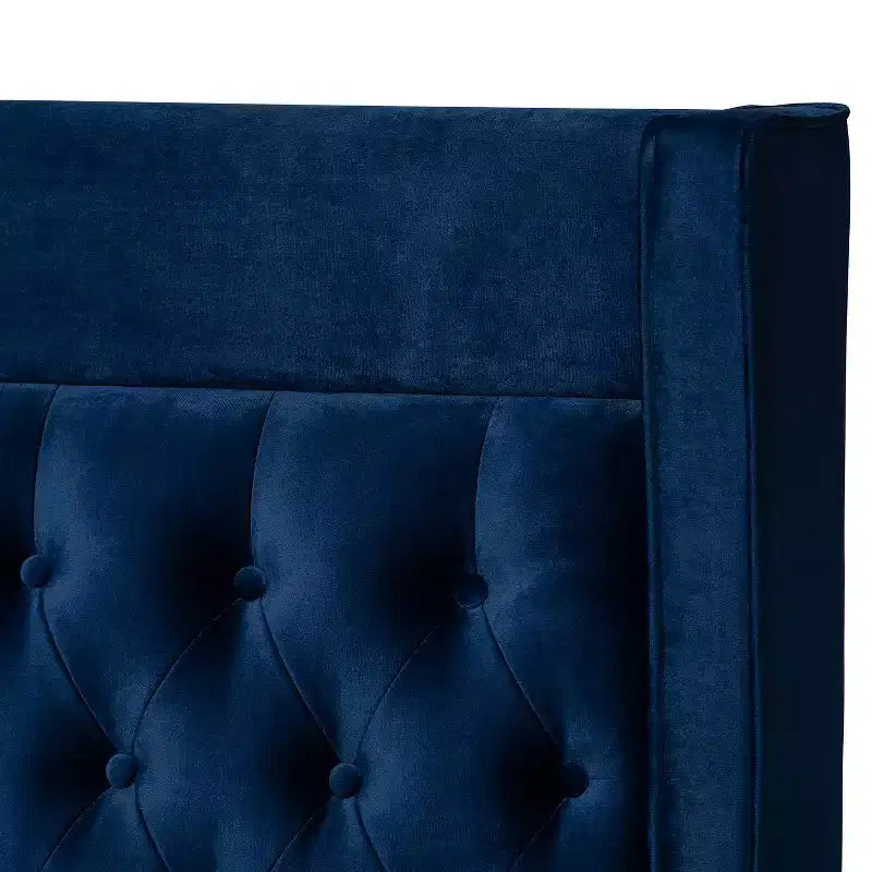 Lit plateforme Valery Velvet avec pieds dorés – Baxton Studio
