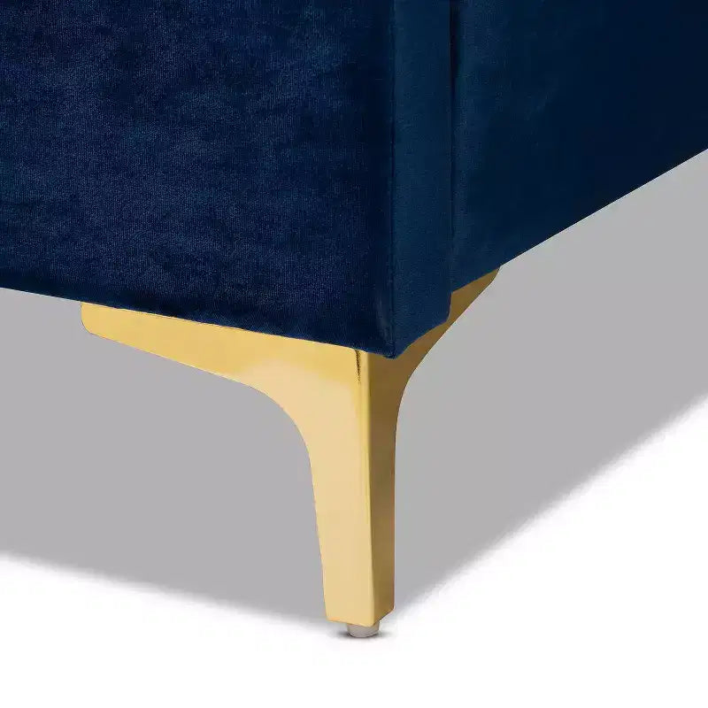 Lit plateforme Valery Velvet avec pieds dorés – Baxton Studio