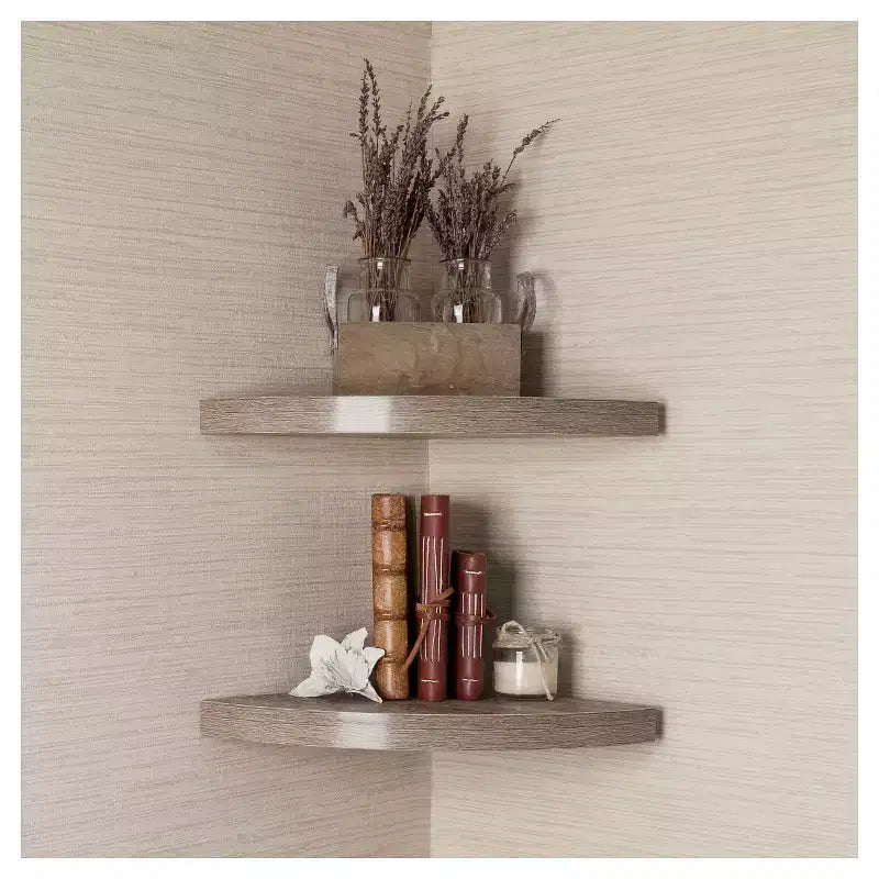 (Lot de 2) Étagères d'angle flottantes radiales de 29,2 x 3,8 cm - Danya B.