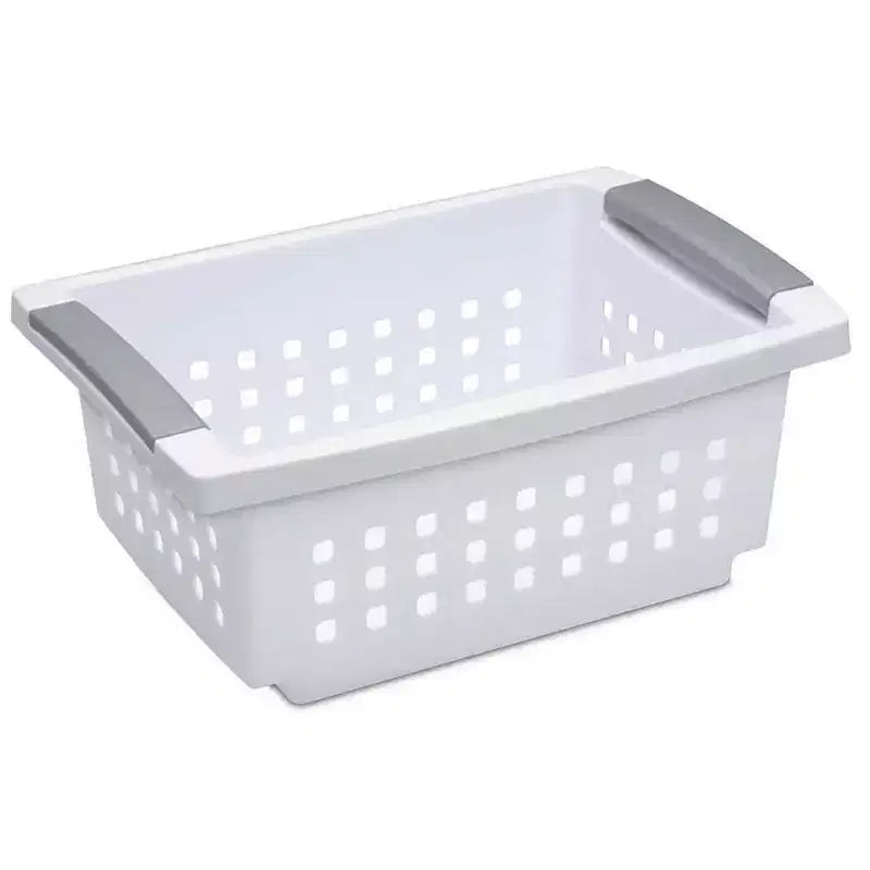 Sterilite Petit Panier Empilable Blanc avec Accents Titane (Lot de 18) 16608006