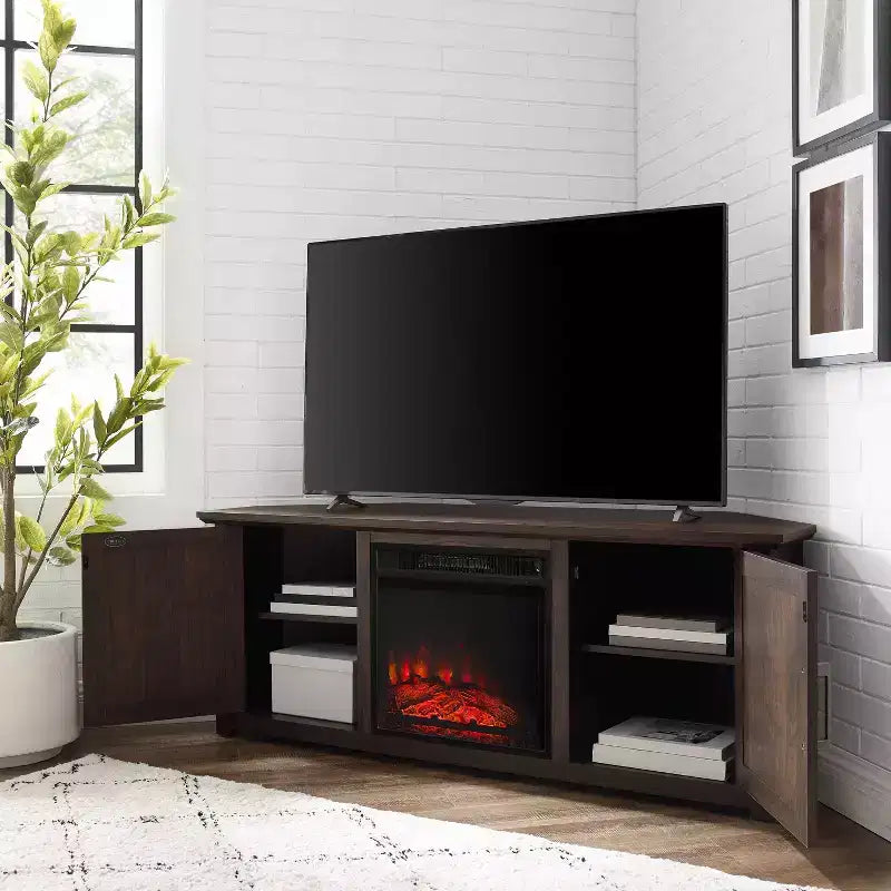 Meuble TV d'angle Camden pour téléviseurs jusqu'à 60 pouces avec cheminée - Crosley