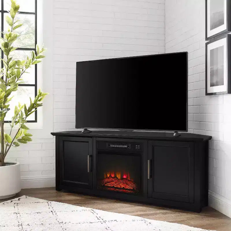 Meuble TV d'angle Camden pour téléviseurs jusqu'à 60 pouces avec cheminée - Crosley