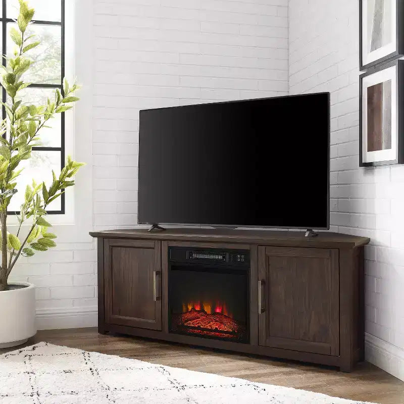 Meuble TV d'angle Camden pour téléviseurs jusqu'à 60 pouces avec cheminée - Crosley