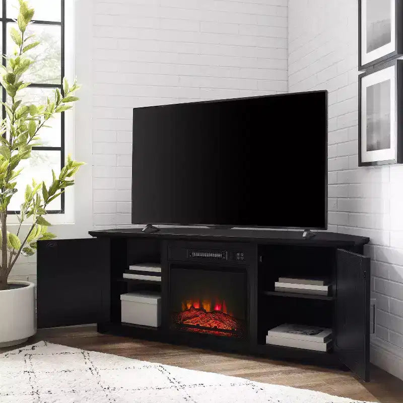 Meuble TV d'angle Camden pour téléviseurs jusqu'à 60 pouces avec cheminée - Crosley