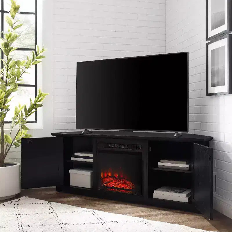 Meuble TV d'angle Camden pour téléviseurs jusqu'à 60 pouces avec cheminée - Crosley
