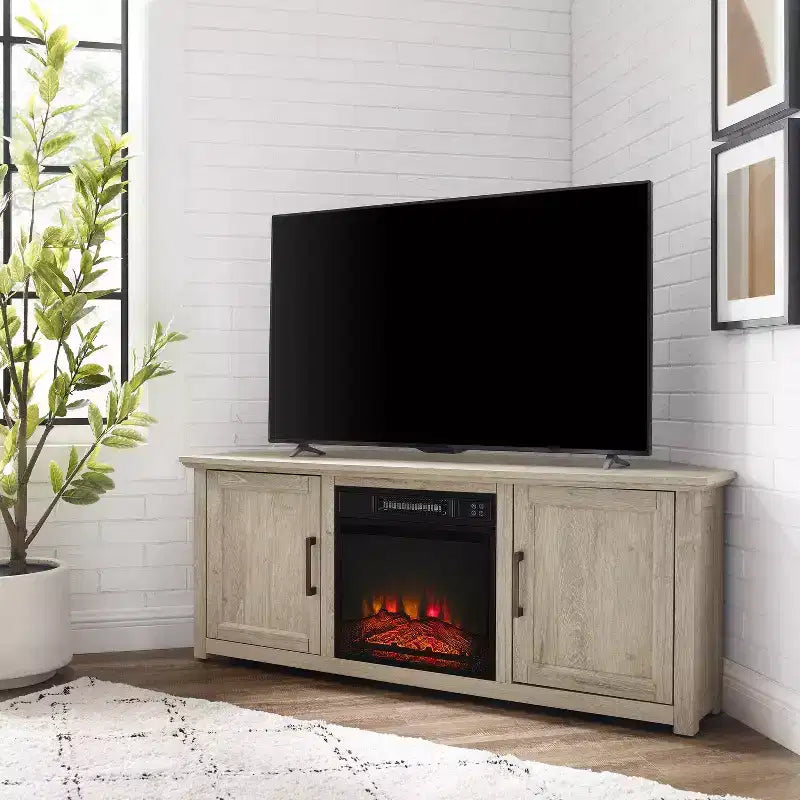Meuble TV d'angle Camden pour téléviseurs jusqu'à 60 pouces avec cheminée - Crosley