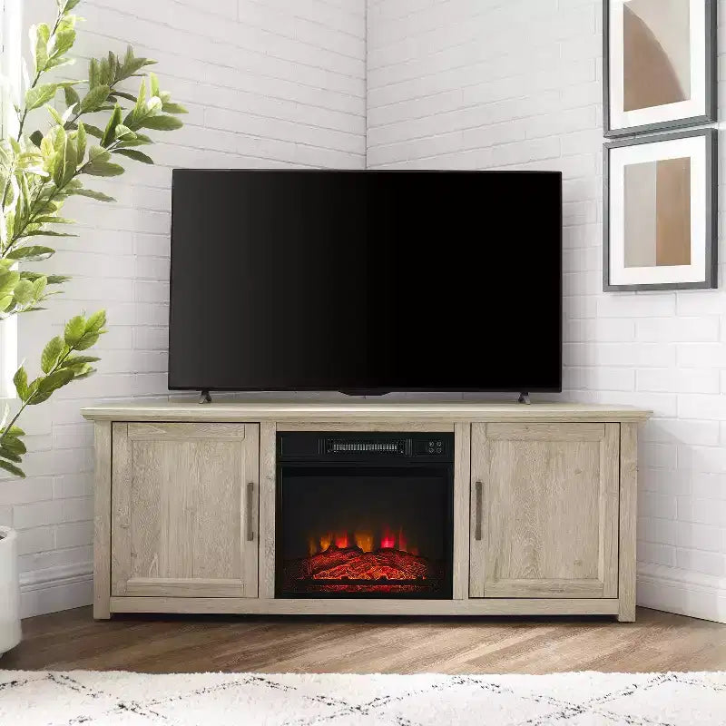 Meuble TV d'angle Camden pour téléviseurs jusqu'à 60 pouces avec cheminée - Crosley