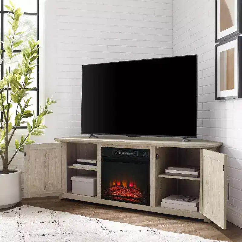 Meuble TV d'angle Camden pour téléviseurs jusqu'à 60 pouces avec cheminée - Crosley