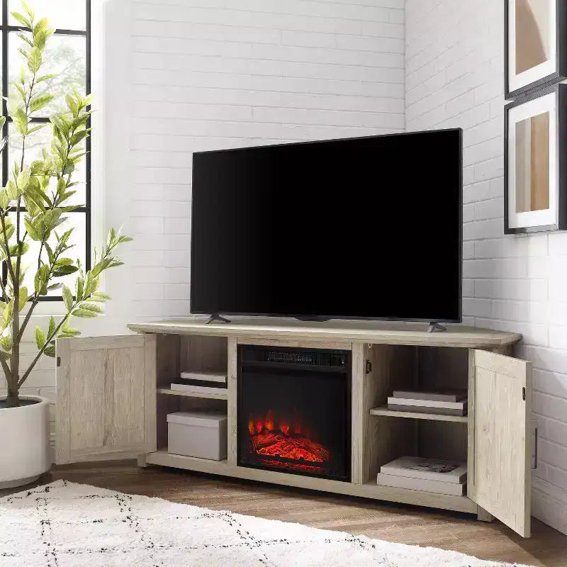 Meuble TV d'angle Camden pour téléviseurs jusqu'à 60 pouces avec cheminée - Crosley