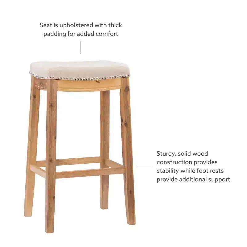 Tabouret de bar sans dossier rustique Claridge - Linon